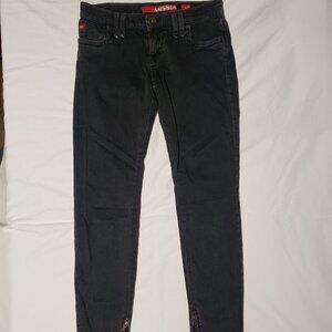 Miss 60/Sixty sz 26 black/dark grey zippered ankles denim jeans
